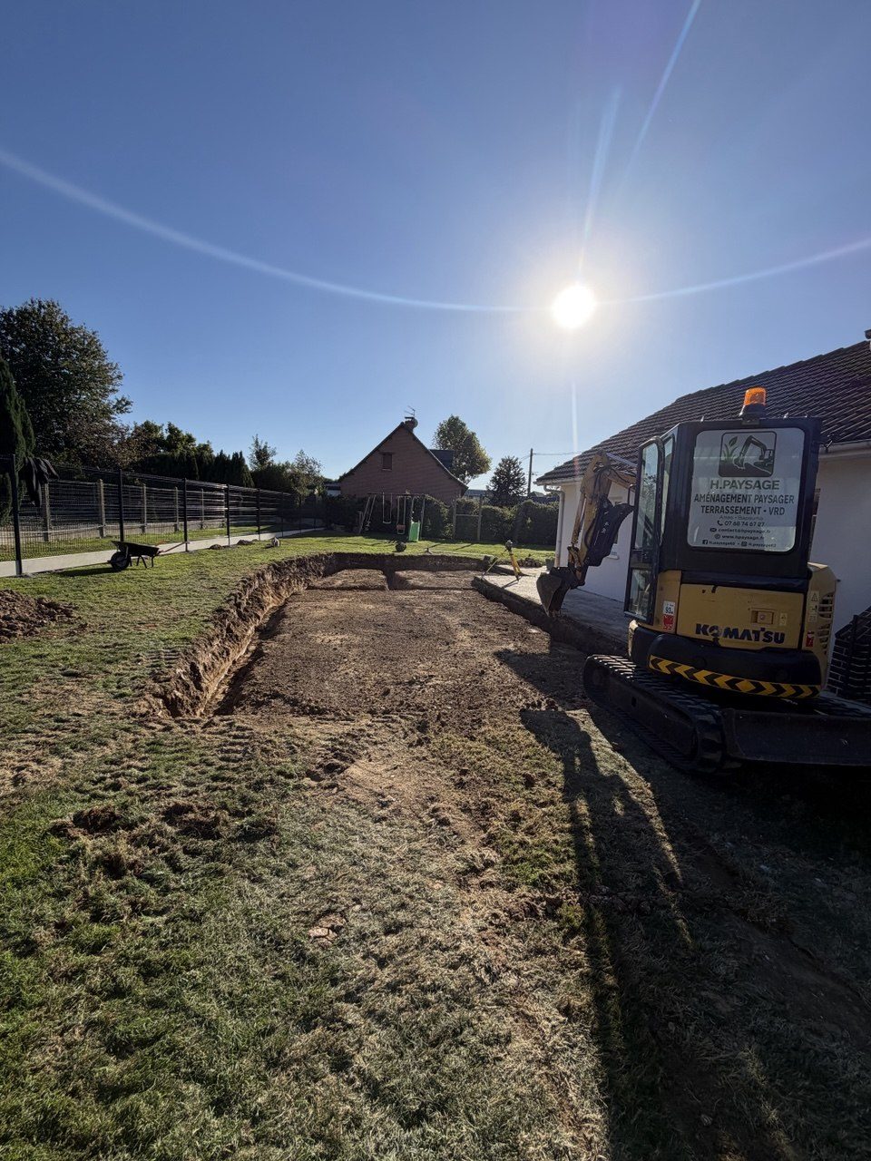Vue d'ensemble des fouilles terrassées pour l'extension à Hauteville – Hpaysage
